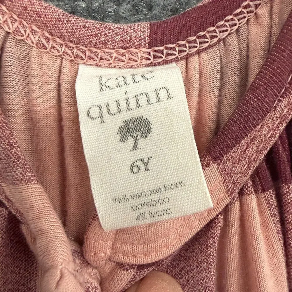 Kate Quinn Dress Girls Sz 6 Pink Buffalo Plaid Sleeveless Bamboo Pockets Swing